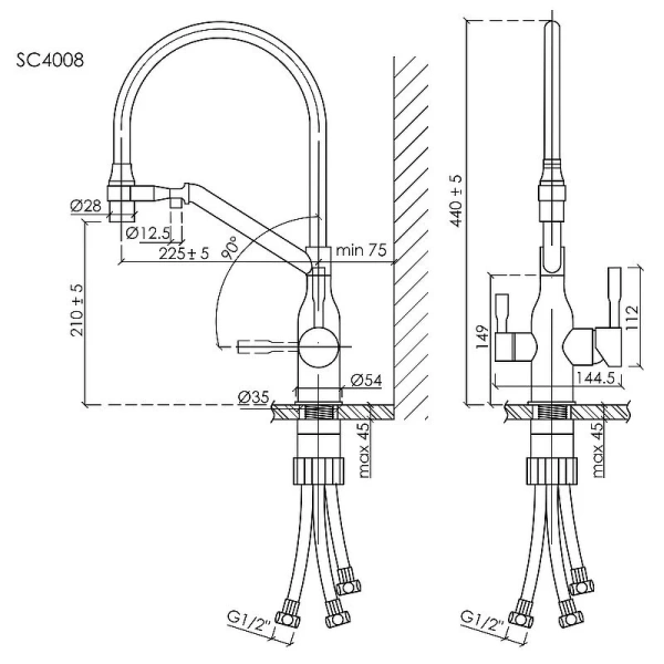 Смеситель для кухни Sancos Orta черный матовый SC4008MB (детальная фотография), для кухни