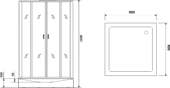 Душевая кабина Niagara Premium 90х90 см стекло тонированное 69010134QBLACK (детальная фотография), со средним поддоном