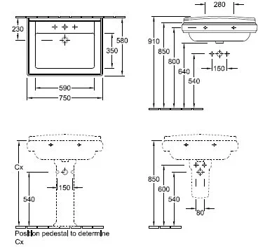 Раковина Villeroy & Boch Hommage 75 см альпийский белый с покрытием CeramicPlus 710175R1 (детальная фотография), классические, ретро