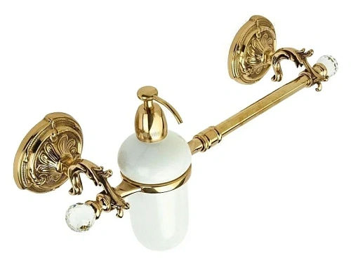 Полотенцедержатель с дозатором для жидкого мыла, цвет античное золото, Art & Max ART - фото 3