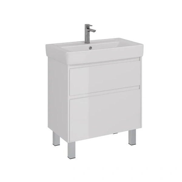 Тумба под раковину подвесная Lemark Combi 80 см белый глянец LM03C80T (детальная фотография), белая