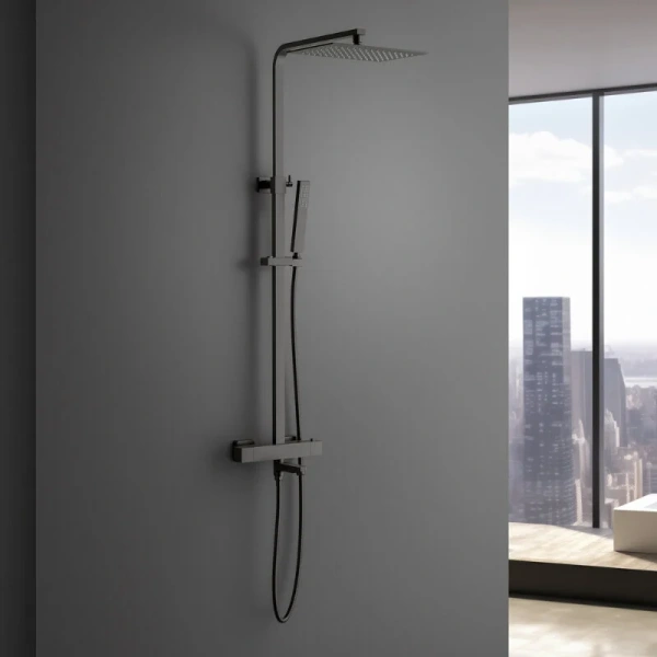 Душевая стойка Timo Tetra-Thermo черное золото SX-0169/18 (детальная фотография), с термостатом