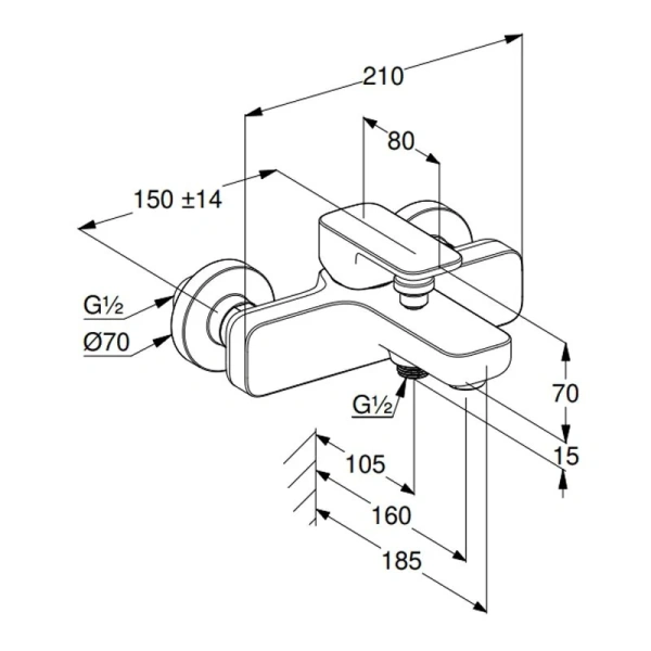 Смеситель для ванны Kludi Renon хром 426910575 (детальная фотография), для ванны