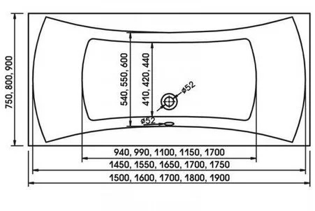 Ванна акриловая Relisan Xenia 200 х 90 см Гл000007704 (детальная фотография), акриловые