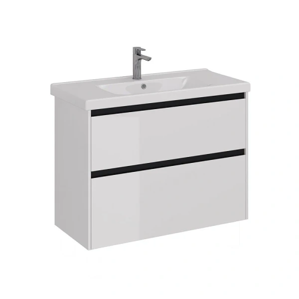 Тумба под раковину подвесная Lemark Combi 100 см белая с черной планкой LM03C100T-black (детальная фотография)