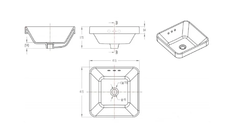 Раковина Bravat Meissen C22327W-ENG 40 см (детальная фотография), современные, hi-tech