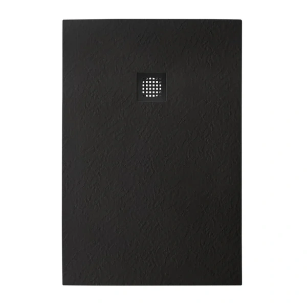 Душевой поддон BelBagno Uno 120х90 см черный, накладка черная матовая TRAY-MR-UNO-AH-120/90-35-NERO-NO (детальная фотография), из искусственного камня