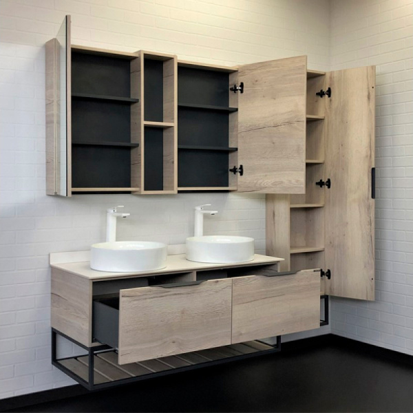 Тумба с раковиной подвесная Comforty 00-0000 Порто 120 см со столешницей (детальная фотография), современная, hi-tech