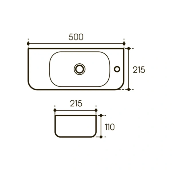 Раковина Aqueduto PEQUENO 50 см подвесная PEQ0110 (детальная фотография), современные, hi-tech