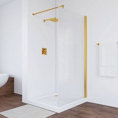 Душевая перегородка профиль золотой стекло шиншилла Vegas-glass