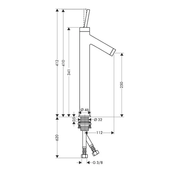Смеситель для раковины Axor Starck 10129000 (детальная фотография), для раковины