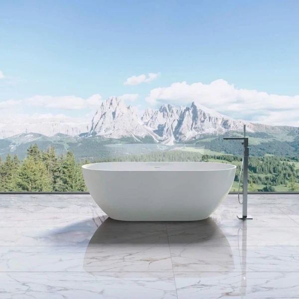 Ванна из искусственного камня Vincea VBT-4S04MW, 170 x 80 см, слив-перелив в комплекте, белый матовый (детальная фотография)