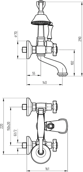 Смеситель для ванны Migliore Korona золото 28506 (детальная фотография), золото