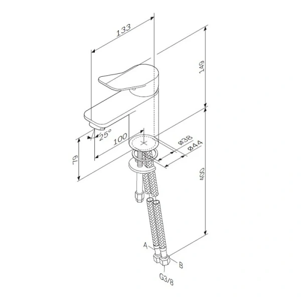 Смеситель для раковины Am.Pm X-Joy хром F85A02100 (детальная фотография), для раковины