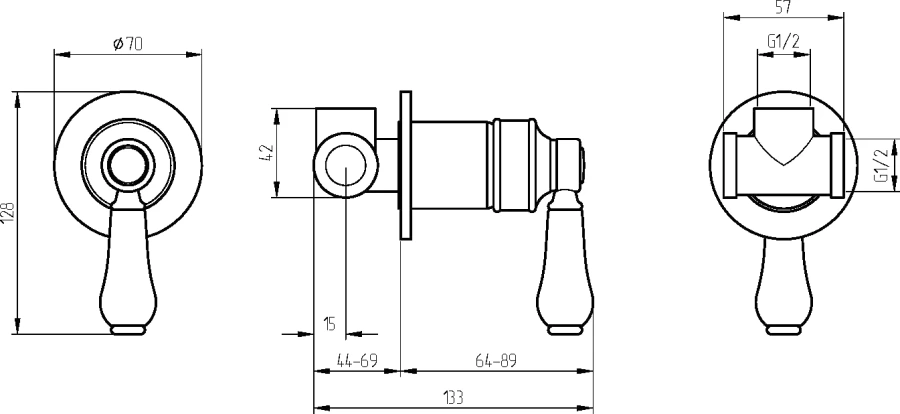 Смеситель для душа Migliore Ermitage Mini 2859 керамический картридж (детальная фотография), для душа