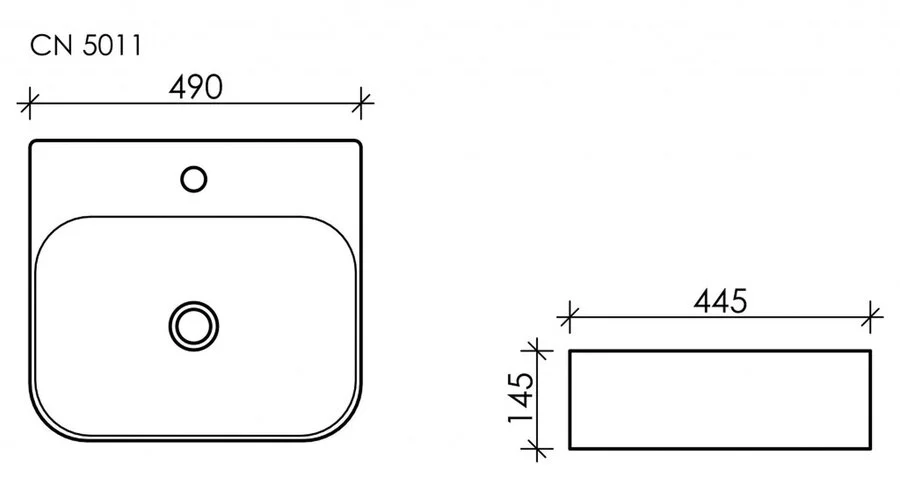 Раковина Ceramica Nova Element 49 см с переливом CN5011 (детальная фотография), из санфарфора