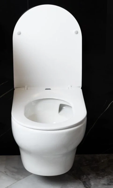 Унитаз подвесной Boheme Fiore белый глянцевый 978-SET-W (детальная фотография), с горизонтальным, прямым выпуском, с прямым выпуском