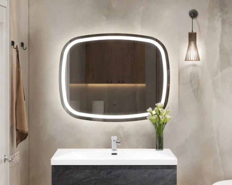 Зеркало с подсветкой Cezares Molveno 100 см с датчиком движения CZR-SPC-MOLVENO-1000-800-MOV (детальная фотография), с подсветкой