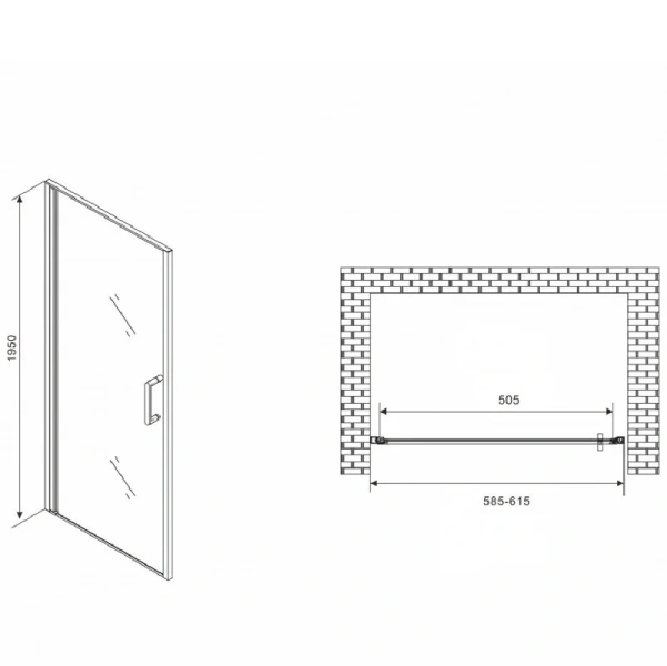 Душевая дверь в нишу Abber Sonnenstrand 60 см стекло матовое AG04060M (детальная фотография), современные, hi-tech