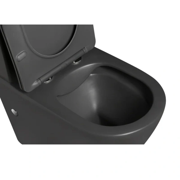 Унитаз компакт SantiLine черный SL-5014MG (детальная фотография), безободковые, сиденье с микролифтом , с антивсплеском, компакт, низкие