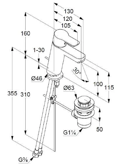 Смеситель для раковины Kludi Pure&Easy хром 371900565 (детальная фотография), для раковины