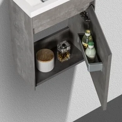 Тумба под раковину подвесная Belbagno Pietra Mini 46 см правосторонняя, stucco cemento PIETRA MINI-460-1A-SO-SCM-R (детальная фотография), подвесная, пристенная