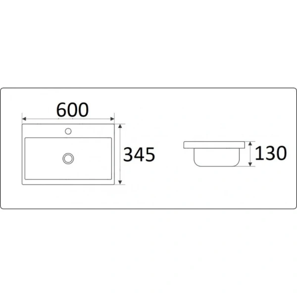 Раковина мебельная Ceramalux N 60 см встраиваемая 9595-60 (детальная фотография), современные, hi-tech
