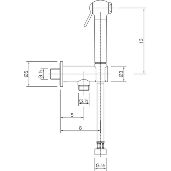 Гигиенический душ с держателем и шлангом Cisal Shower золото SC00791024 (детальная фотография), комплект с лейкой, шлангом и держателем