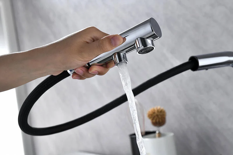 Смеситель для питьевой воды Paulmark Serpentine Se213222 с выдвижным изливом (детальная фотография), современные, hi-tech