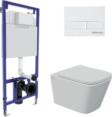 Унитаз с инсталляцией BERGES Floe клавиша L1 белая