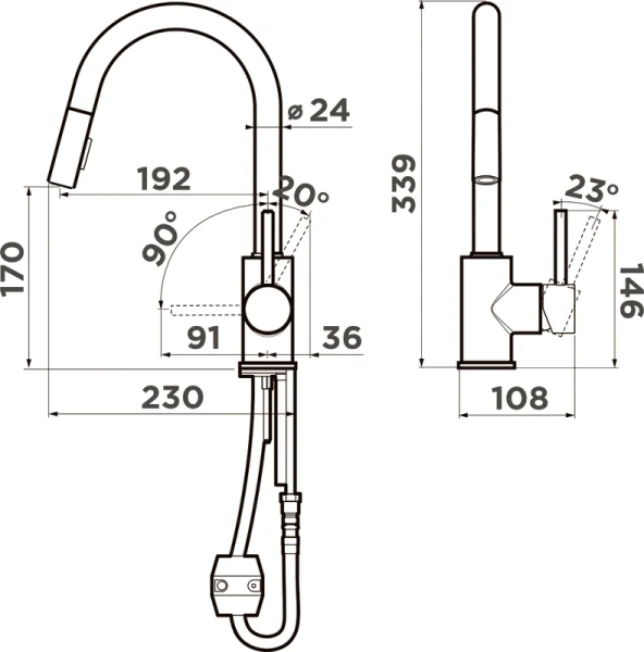 Смеситель для кухни Omoikiri Shinagawa-SB-C хром 4994458 (детальная фотография), для кухни