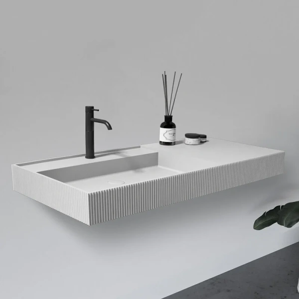 Раковина Abber Stein 120 см белая матовая AS2628 (детальная фотография), подвесные, пристенные