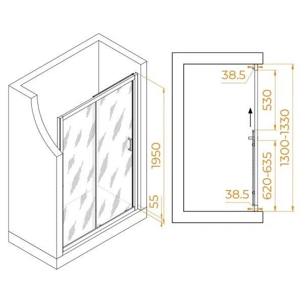 Душевая дверь в нишу RGW Passage PA-016 130 см профиль хром, стекло прозрачное 350801613-11 (детальная фотография), современные, hi-tech