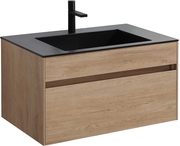 Тумба под раковину подвесная Vincea Chiara 79,2 см N.Oak VMC-2C800NO (детальная фотография), светло-коричневая