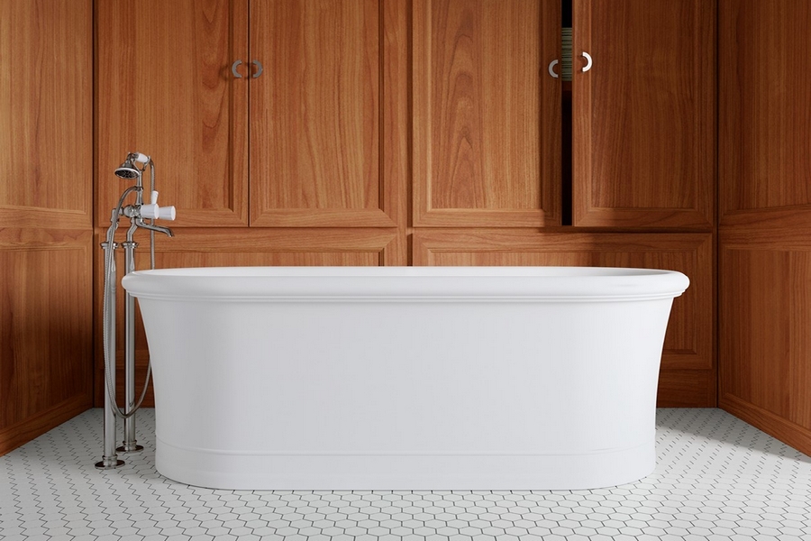 Ванна из искусственного камня White Tec Devon & Devon Celine 177х89 см белая 1NACELINE (детальная фотография), белые