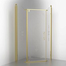 Душевой уголок Migliore Diadema Penta 100х100 см профиль золото стекло прозрачное декорированное