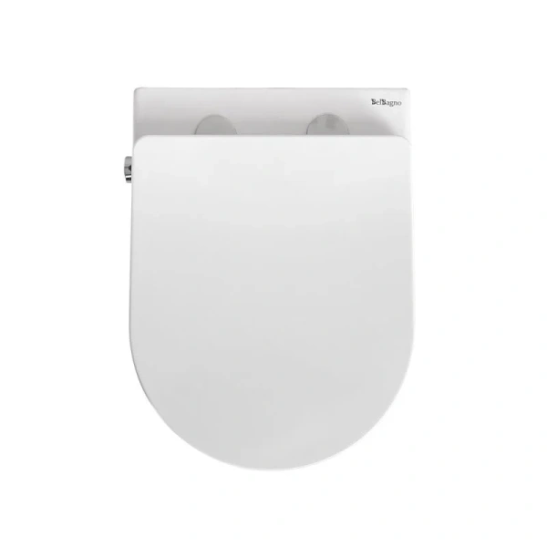 Унитаз подвесной BelBagno Uno с функцией биде BB3105CHR-BS/SC (детальная фотография), безободковые, сиденье с микролифтом , с антивсплеском, c функцией биде