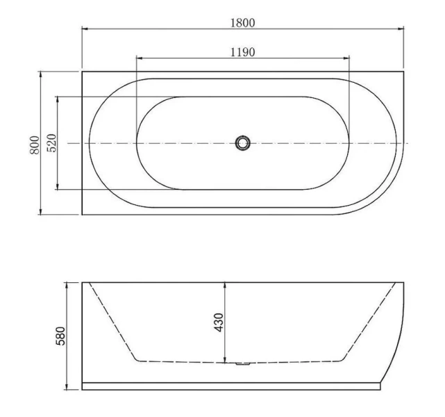 Ванна акриловая Aquanet Family Elegant B 180 x 80 см, правая, белый матовый, 260055 3806-N-MW (детальная фотография), акриловые