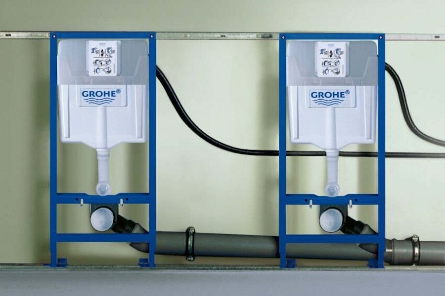 Инсталляция для унитаза Grohe Rapid SL с панелью смыва хром 38721001 (детальная фотография), с кнопкой