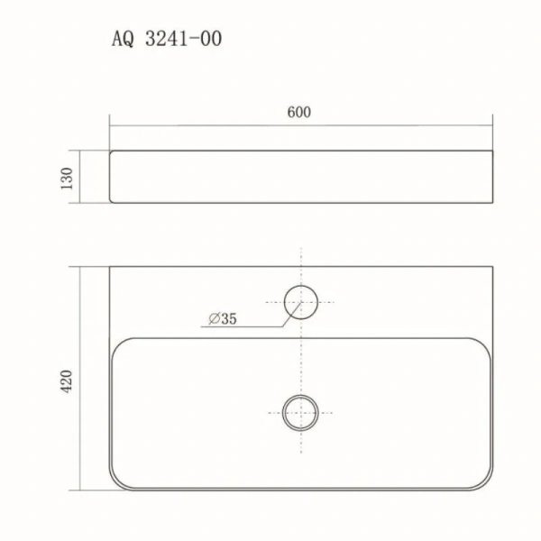 Раковина Акватек 60 см на столешницу AQ3241-00 (детальная фотография), современные, hi-tech