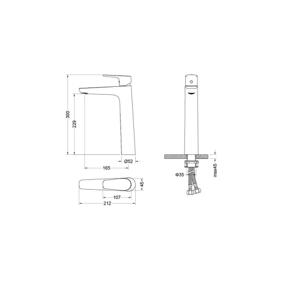 Смеситель для раковины Акватек Бетта черный AQ1104MB (детальная фотография), для раковины