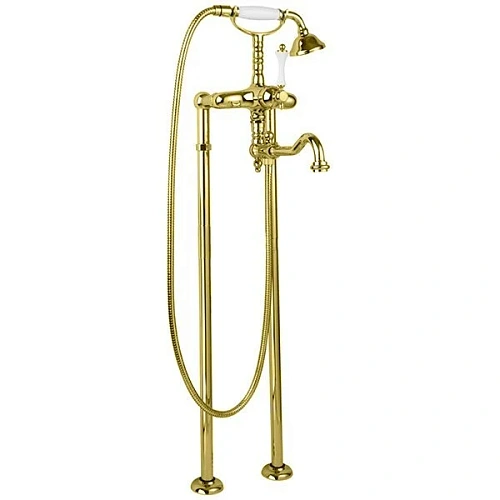 Смеситель для ванны Cezares Margot золото 24 карат, ручка белая - фото 5