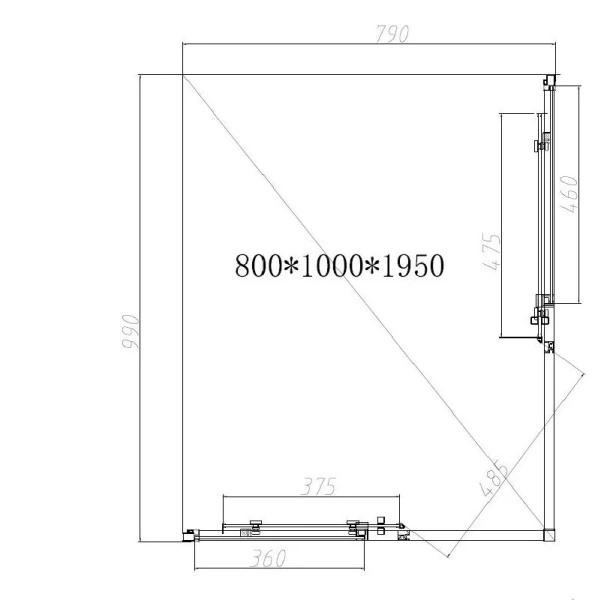 Душевой уголок Vincea Slim-N 100х80 см профиль хром VSS-4SN8010CL (детальная фотография), современные, hi-tech