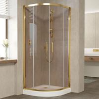 Душевой уголок профиль золотой стекло бронза Vegas-glass