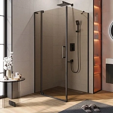 Душевой уголок Cezares Slider 110х90 см стекло бронзовое профиль черный