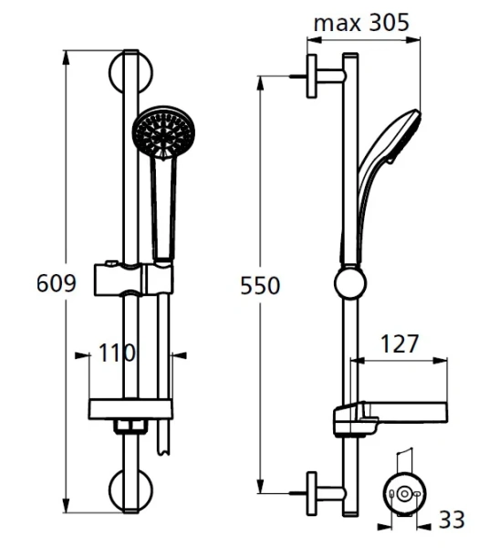 Душевой гарнитур Ideal Standard IdealRain Soft с 3-функциональной лейкой B9503AA (детальная фотография), душевые гарнитуры
