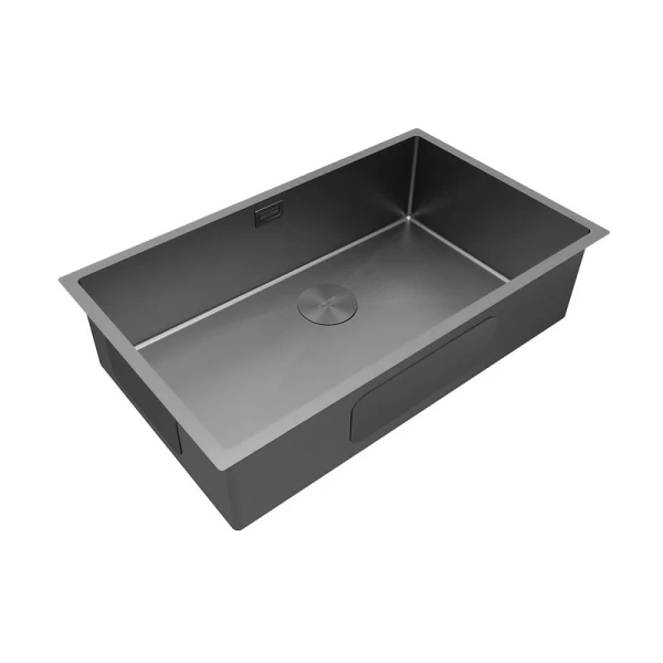 Мойка для кухни Paulmark Next 74 см серый матовый PM217444-MG (детальная фотография), из нержавеющей стали, стальные, металлические