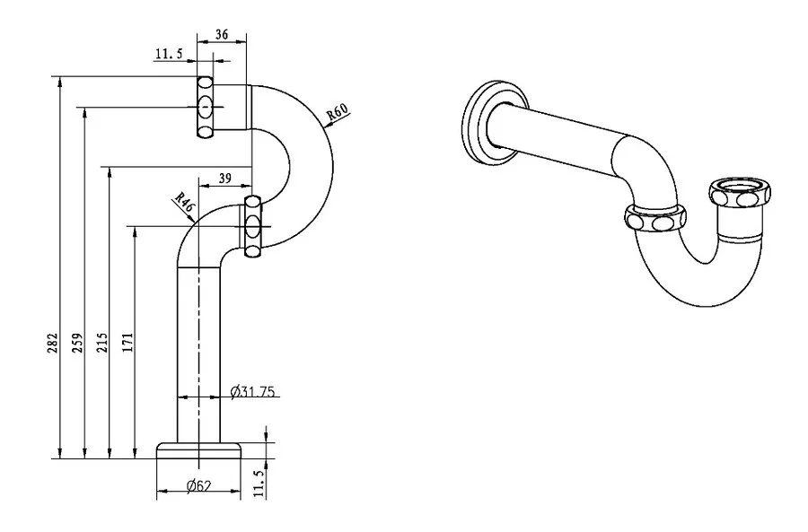 Сифон для раковины Boheme Medici бронза 607 (детальная фотография), бронза