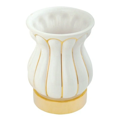 Стакан для ванной Migliore Olivia белая керамика с золотым декором - фото 5