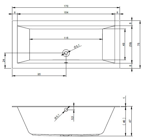 Ванна гидромассажная Riho Lugo 170 x 75 см, AIR BT0100500000000_AIR (детальная фотография), акриловые